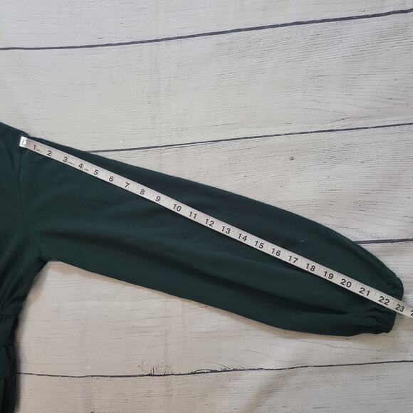 Lulus Size M Hunter Green Long Sleeve Mini Dress Babydoll Soft Romantic - Picture 9 of 10